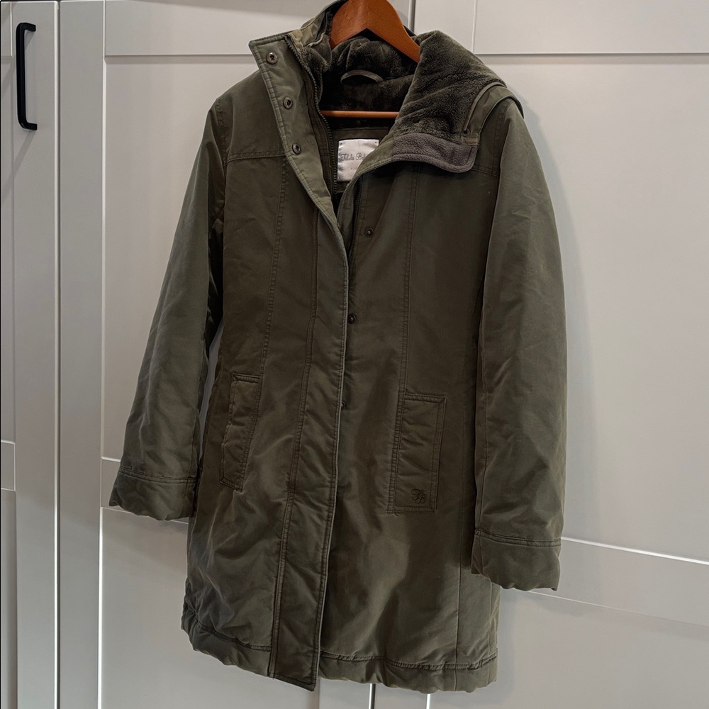 Aritzia Talula Babaton Olive Hooded Parka Coat